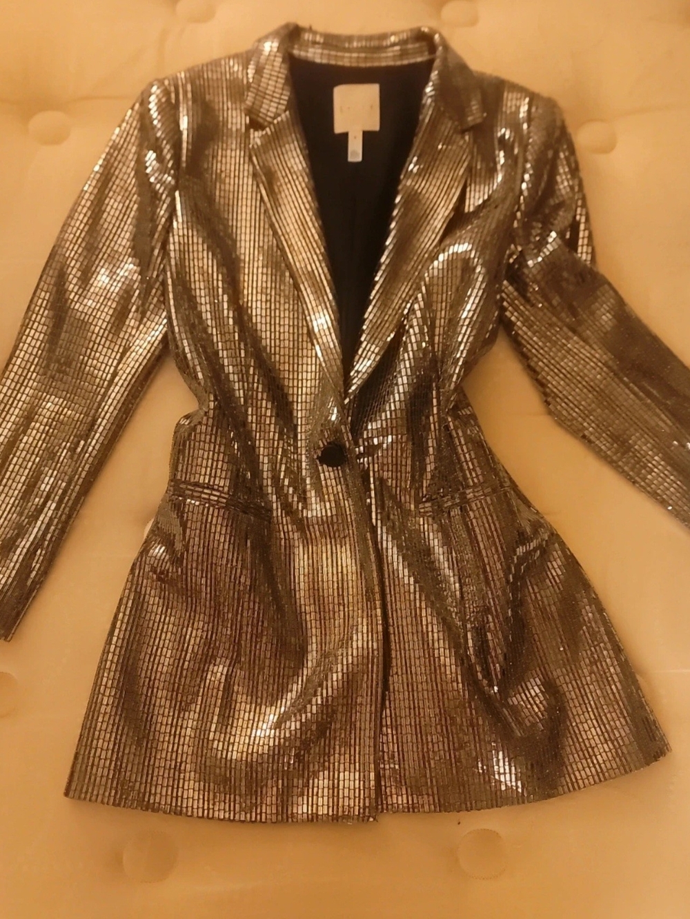 Leith Metallic Silver Blazer Jacket